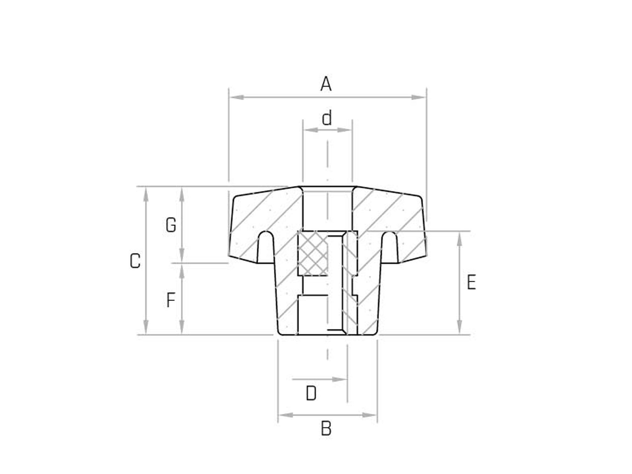 VB/FP - Six-lobe handwheel (Pack of 10pcs and 4pcs) - Gamm VB/FP - Six-lobe handwheel (Pack of 10pcs and 4pcs) - Gamm